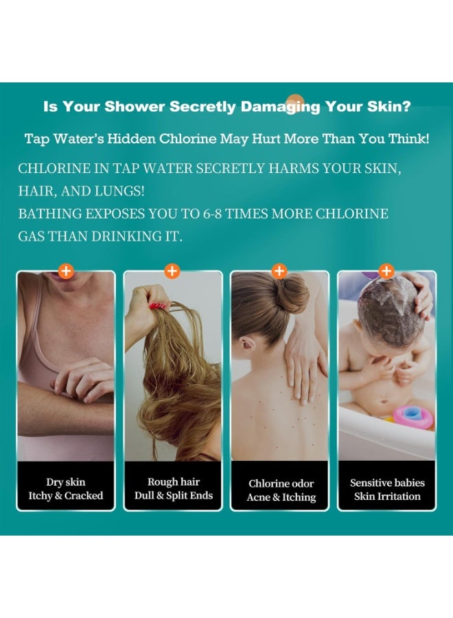 أل أيه بريشوس رأس دش مزود بفلتر وبخاخ يدوي للعناية بالبشرة والشعر، رؤوس دش عالية الضغط مزودة بفلاتر للمياه العسرة، طقم رأس دش هيدرو جيت يتضمن حبيبات معدنية - Image 2